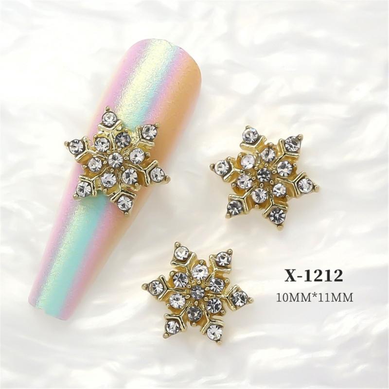 Create Beautiful Nail Designs with 10pcs Shimmering Snowflake Nail Charms Nail Decorations