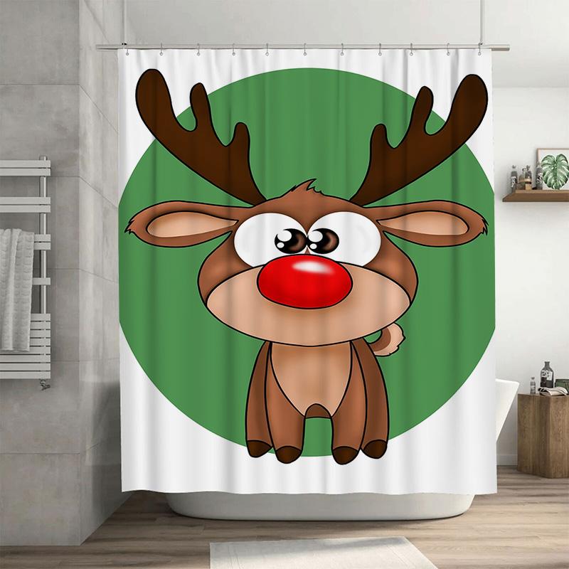 

Tuniu Cute Cartoon Deer Shower Curtain Funny Animal Forest Bathroom Decor Waterproof Fabric W60H190(CM)-1 Pcs