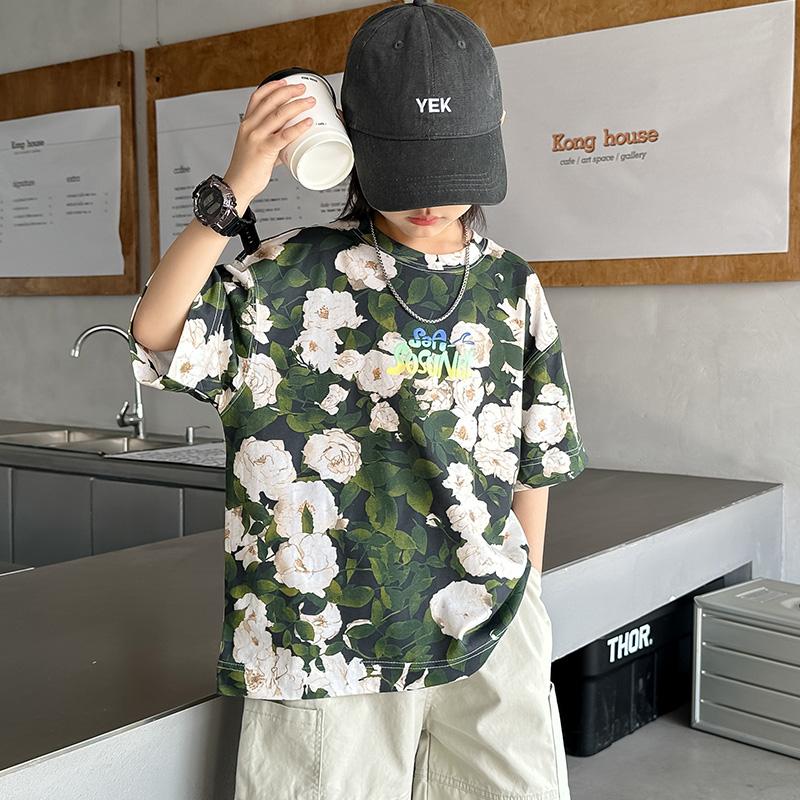 Boys' Short Sleeved T-shirt for Summer 2026, New Big Children's Summer Outfit, Pure Cotton Half Sleeved Top, Boys' Summer T-shirt
