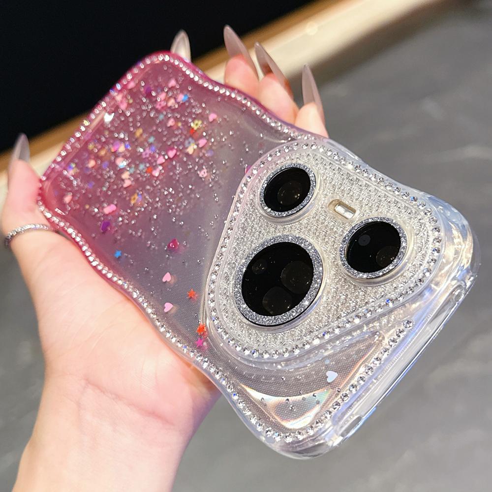 KEYSION Gradient Transparent Glitter Jewelle Phone Case for Huawei Pura 70 80 Pro 70 Ultra Lens Protector Shockproof Back Cover
