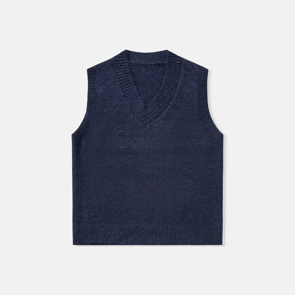 Men's Wool Blend Sleeveless V-Neck Knit Vest - Loose, Warm Base Layer for Autumn/Winter