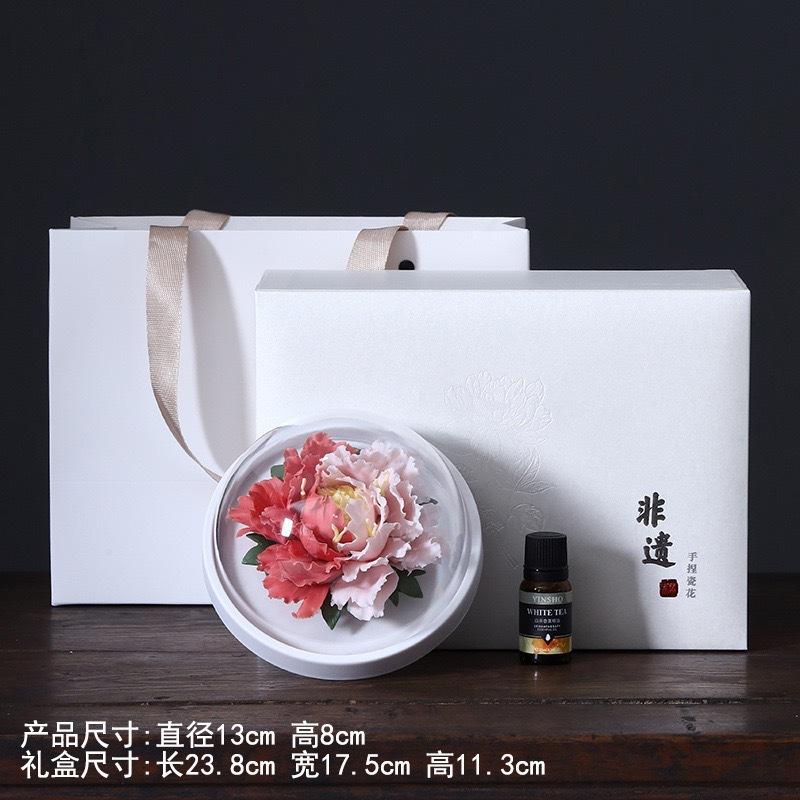 Hand-Made Porcelain Peony Diffuser Incense Burner Luxury Floral Essential-Oil Stone Re-Usable Home Fragrance & Gift Décor