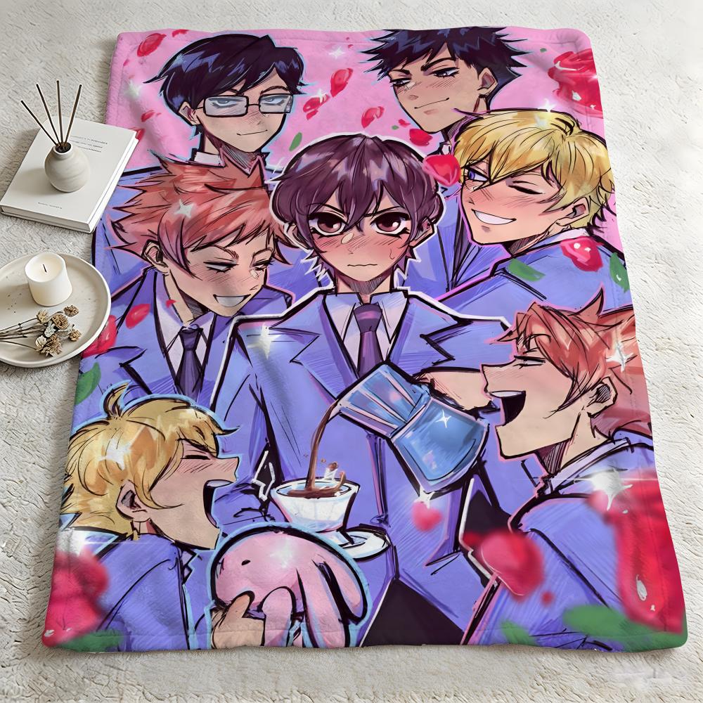 anime O-Ouran High School Host Club-b Throw Warm Soft Flannel Blanket, Multi-use for Sofa Bed Camping Travel Nap