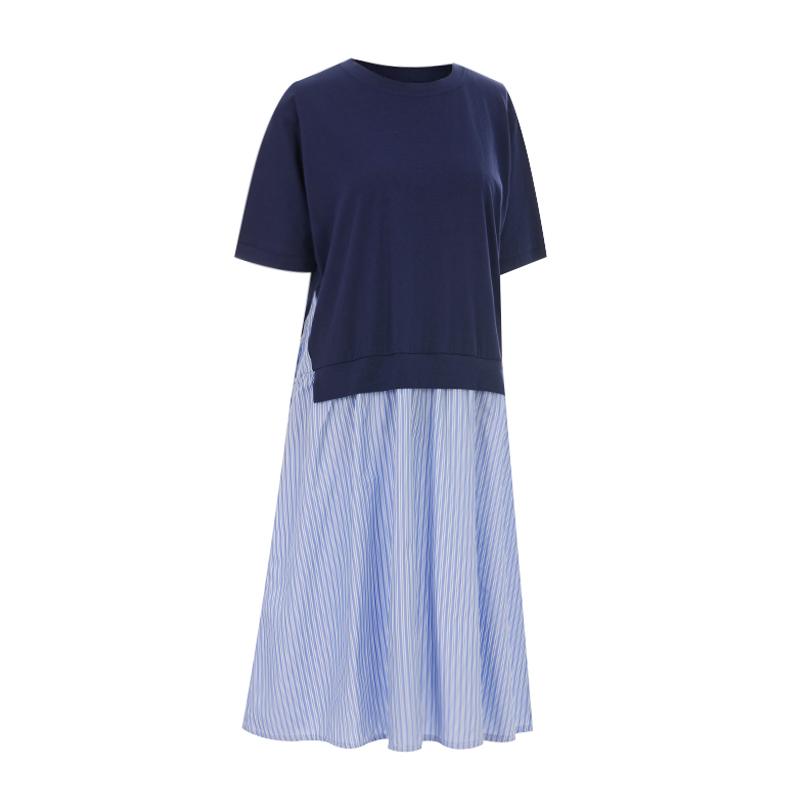 Sally Color Block Stripe Short Sleeve Dress_I6B-Cop005
