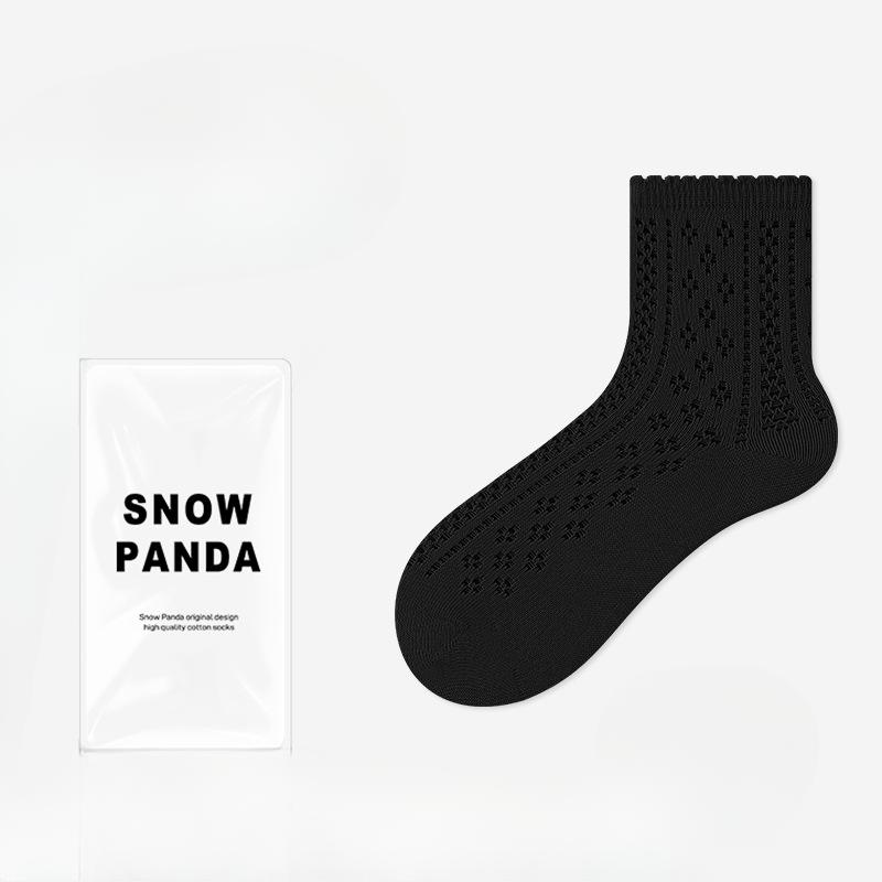 

Женские летние тонкие сетчатые дышащие чулки из чистого хлопка, впитывающие пот, против запаха, антибактериальные кружевные чулки 1 pair чёрный