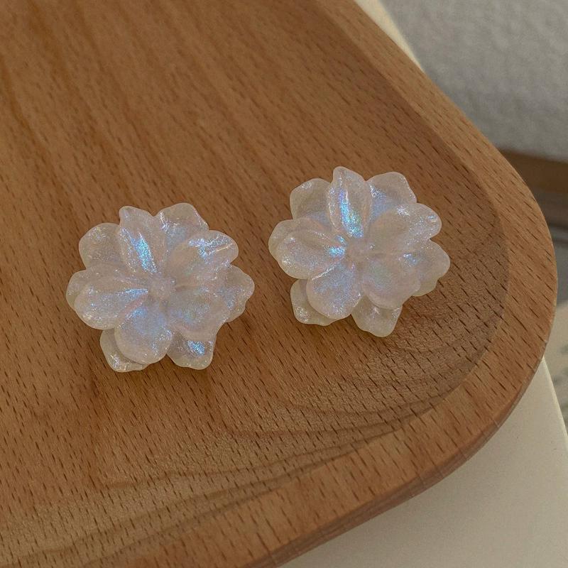 Multicolored Acrylic Flower Stud Earrings for Women Geometric Personality Folding Flowers Ball Gardenia Ear Jewelry Gift