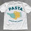Pasta Makes Me Happy T-Shirt: Funny Foodie Graphic Tee