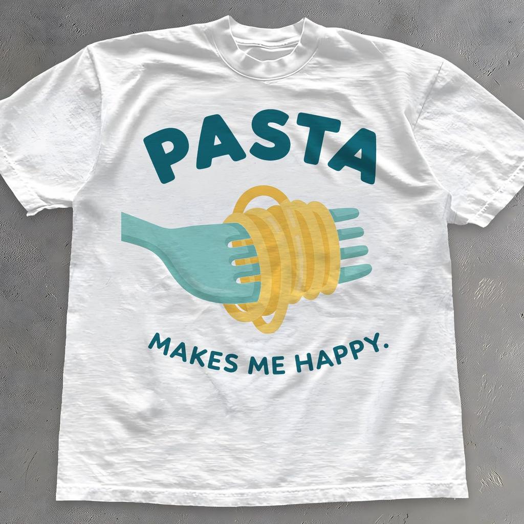 Pasta Makes Me Happy T-Shirt: Funny Foodie Graphic Tee