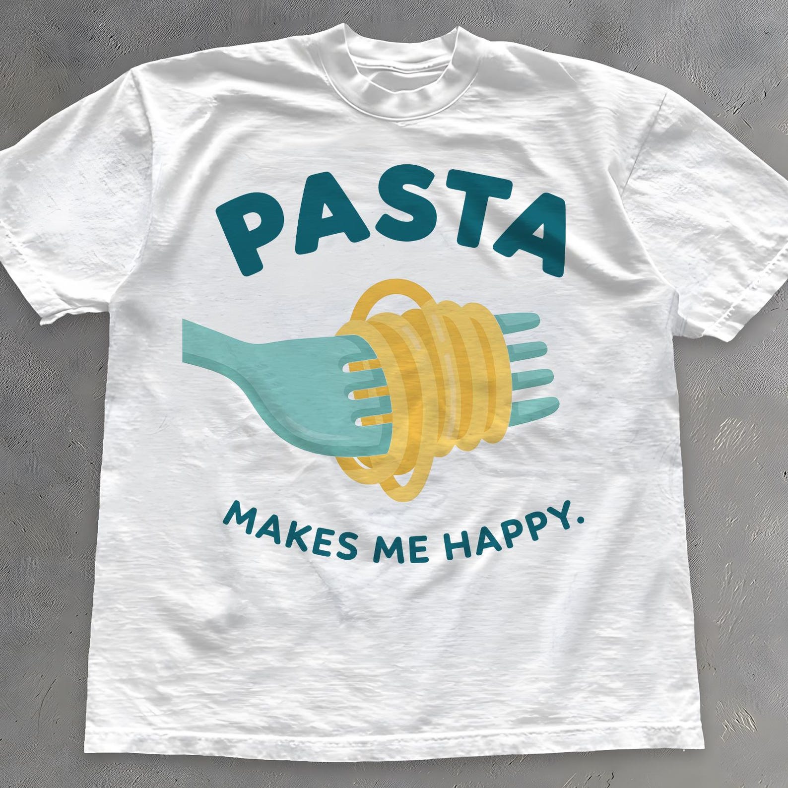 Pasta Makes Me Happy T-Shirt: Funny Foodie Graphic Tee M