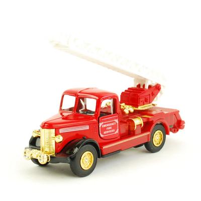 Metalowa Minikareta Odciągana Die-cast Klasyczna Straż Pożarna (Złota drabina)