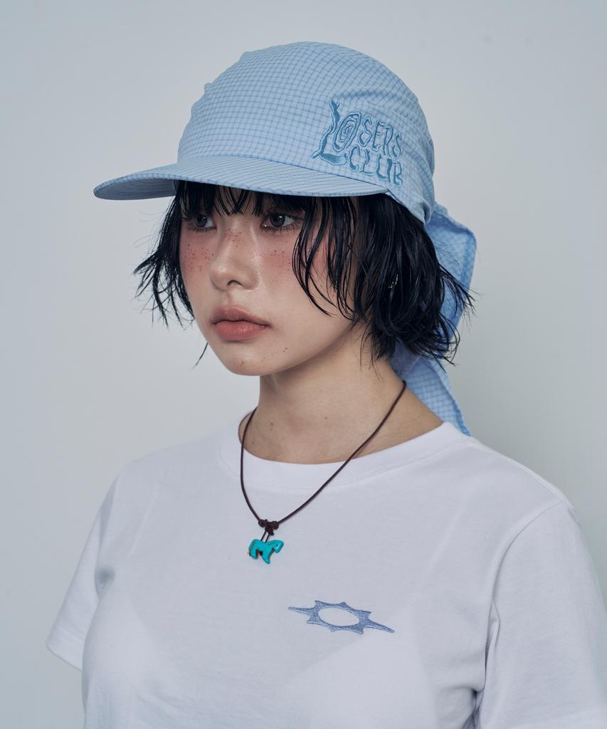 Lujeoseukeulleob Seersucker Scarf Bandana Cap Sky Blue