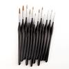 Wolf Hair Fine Line Brush - Black Triangular Birch Handle for Nail Art and Watercolor Detailing