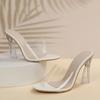 Dámské sandály, želé pantofle, sexy otevřené čtvercové špičky, vysoké podpatky, dámské průhledné pantofle, čiré sandály