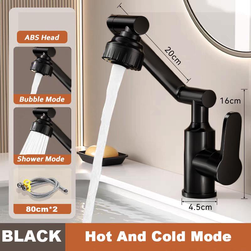 Kitchen Faucet 360-Degree Swivel Spout Kitchen Bathroom Faucet Stainless Steel Mechanical Arm Design Hot and Cold Mixer