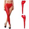 Women Patent Leather Single-leg Pants Back Zip Leggings for Stage Performance Rave Party Music Festival Nightclub
