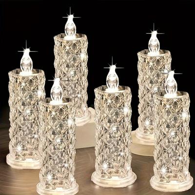 Lumânări LED fără flacără cu umbră de trandafir 4 buc, lumânări cu pilon cu baterie pentru Ziua Îndrăgostiților, propunere romantică, decorare de nuntă de aniversare