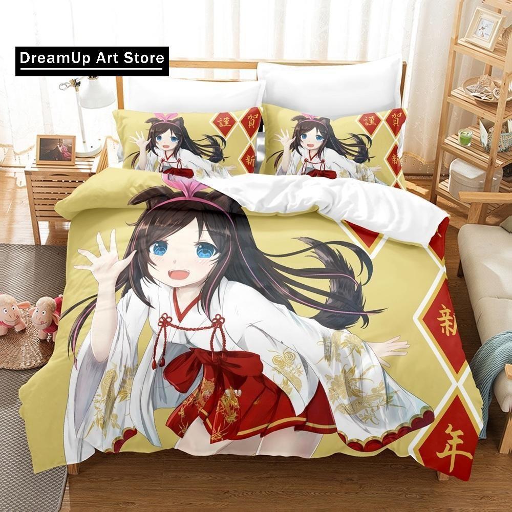 3d Printing anime Kawaii Girls Kizuna AI Bedding Set Single Twin Full Queen King Size Bed Set Adult Kid Bedroom Duvet cover Sets