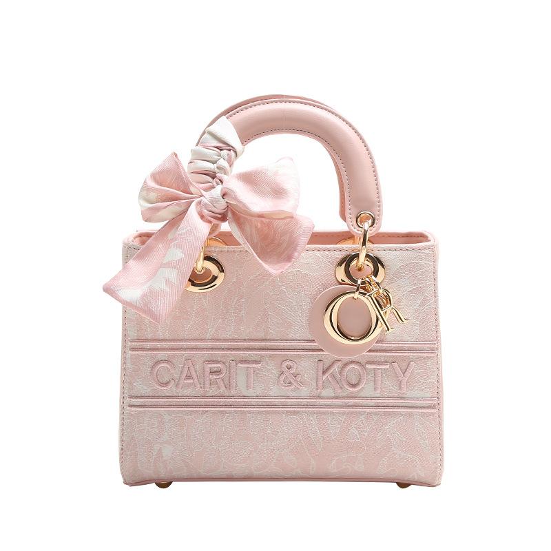 Modische Bestickte Tragetasche mit Schleife, Hochwertiges Gefühl und Großem Fassungsvermögen, Pendeltasche