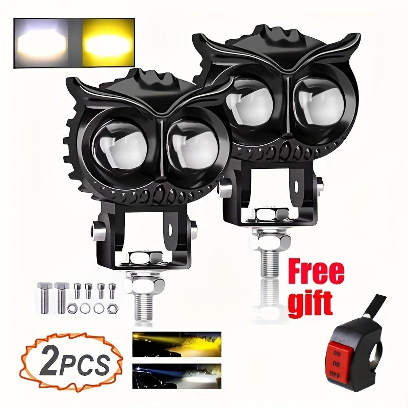 2pcs Dual Color Led Motorcycle Owl Auxiliary Lamp Auxiliary Spot Lights Driving Light For Motorcycle Bike Car