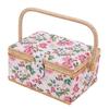 Sewing Basket Double Layer Design Large Capacity Comfortable Handle Sundries Storage Box for Home