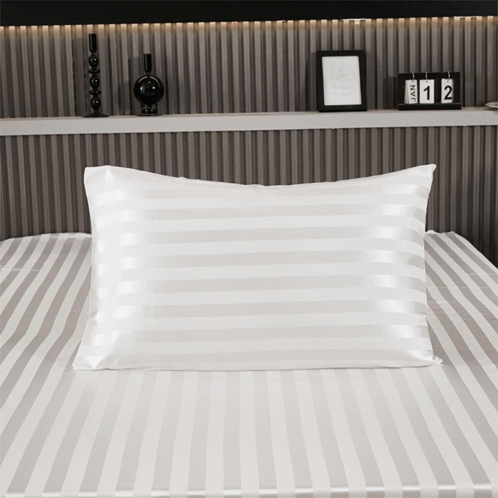 Glossy Imitation Silk Satin Stripes Pillowcase Envelope Closure Hotel Pillowcase Home