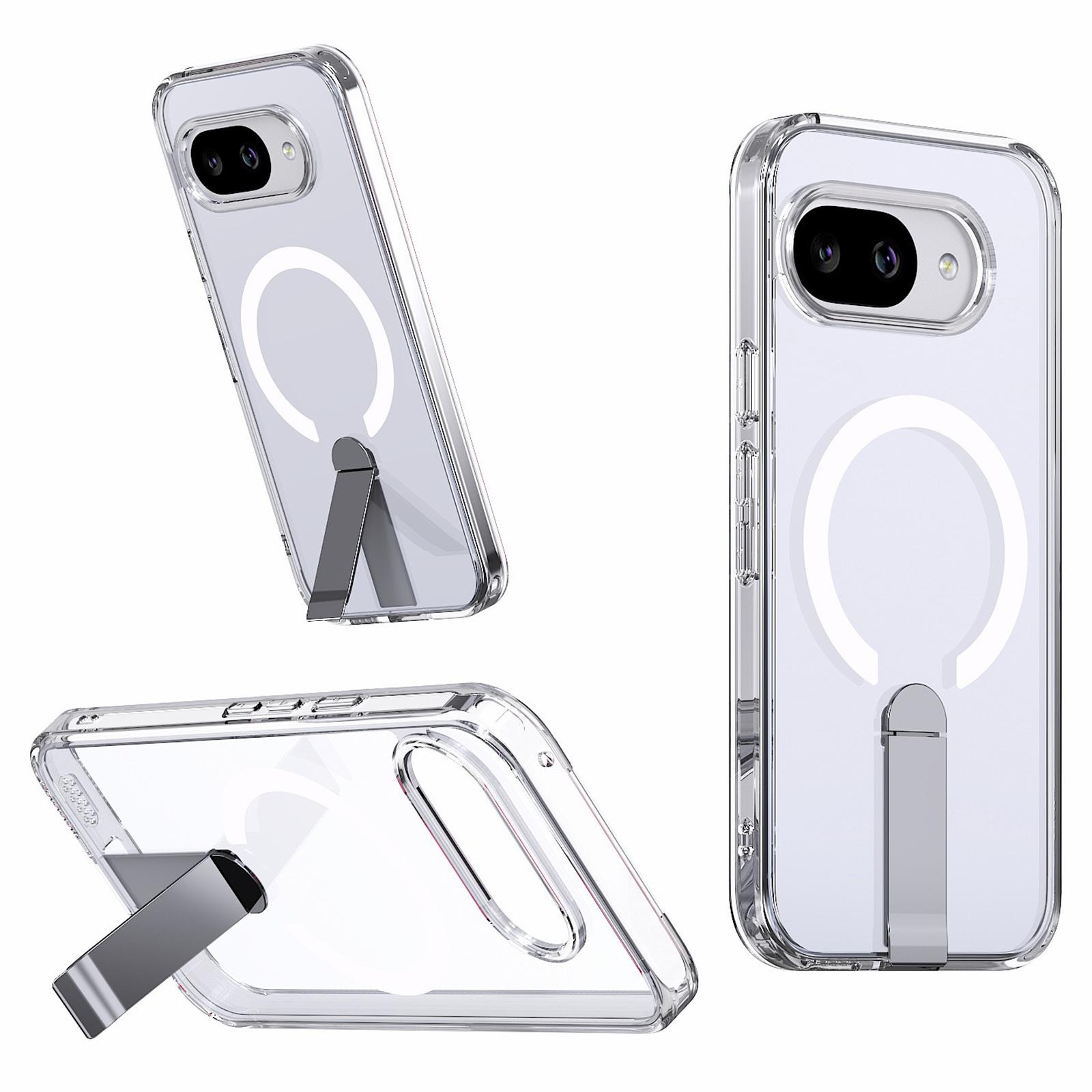 

For Google Pixel 9a Case Compatible with MagSafe Kickstand TPU+Acrylic Phone Cover Transparent