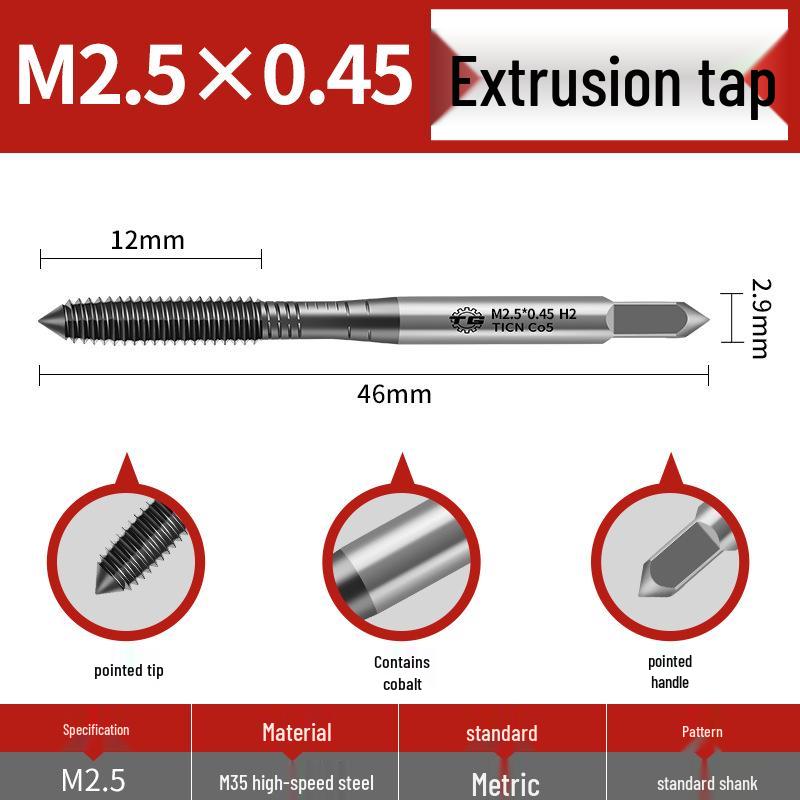 

Метчик экструзионный быстрорежущий стальной Tiangong M35 для бесстружечной обработки (М2-М12)