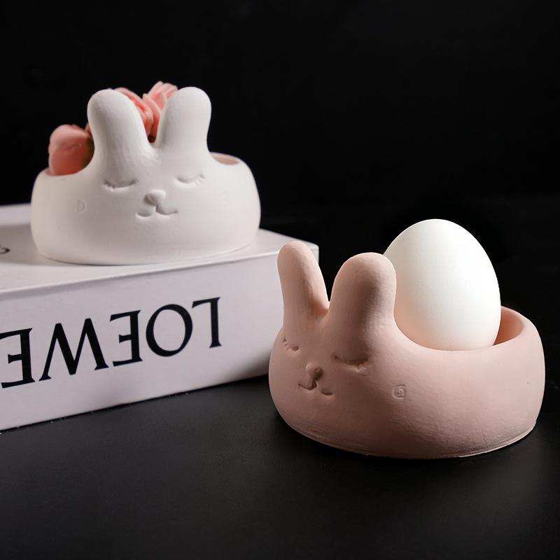 Rabbit Egg Tray Mold Bunny Rabbit Plaster Mold Bunny Candle Holder Mold Cute For Egg Holding Candle Making Gifts