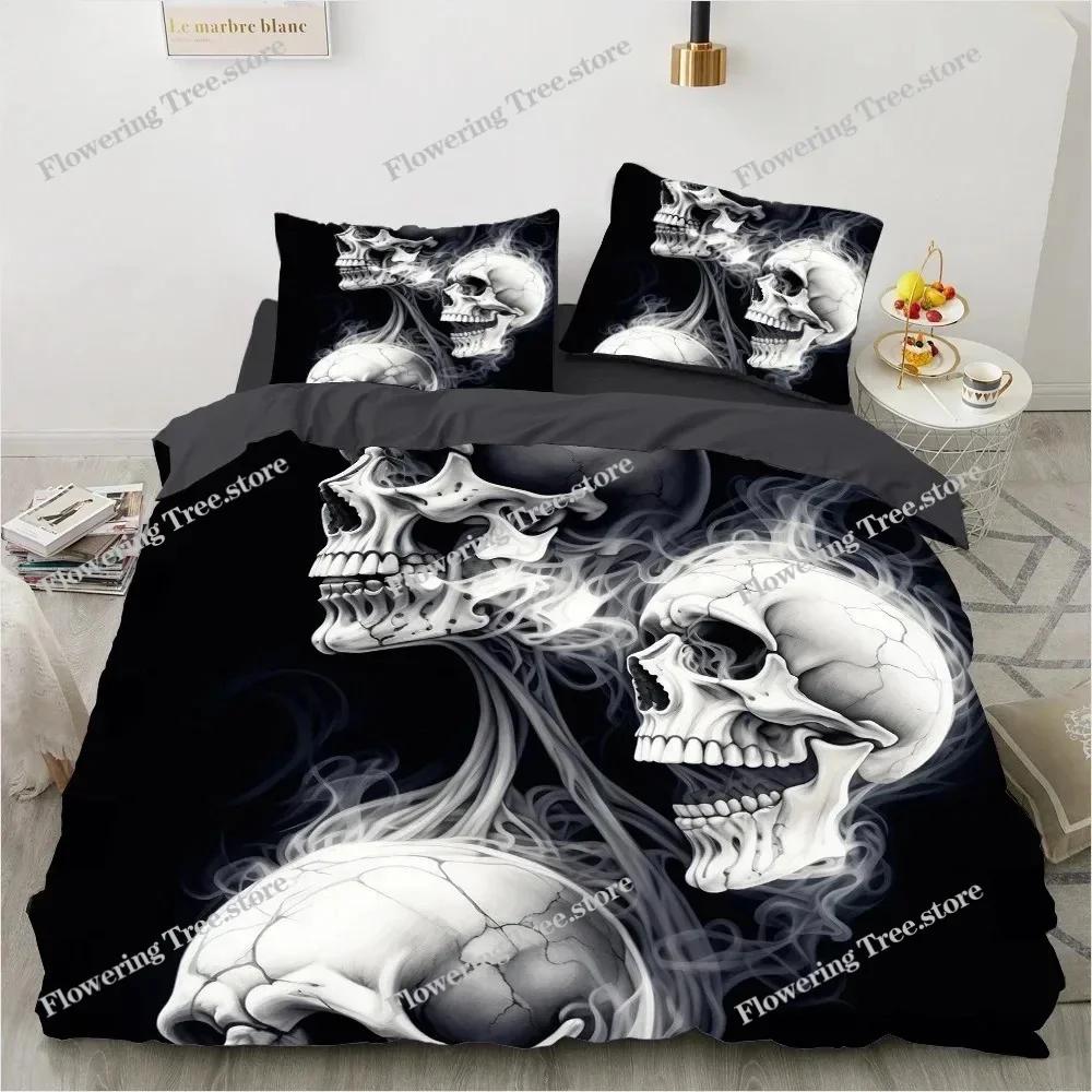 Set Biancheria da Letto Teschio Nero Set Copripiumino Cartone Animato Matrimoniale Queen King Singolo Matrimoniale Copripiumino Set Bambini Bambine Biancheria da Letto Bianca029