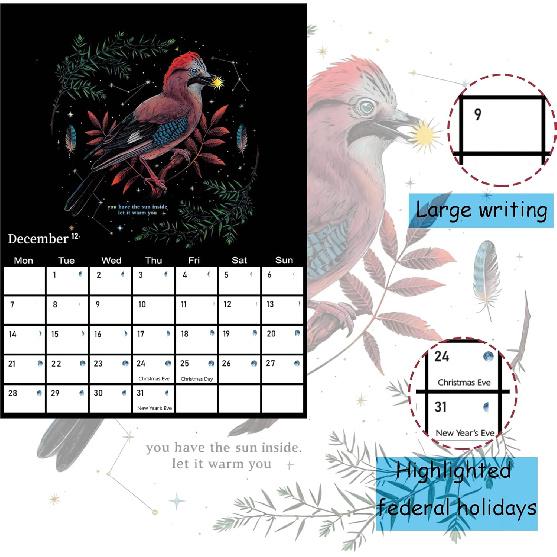 2026 Calendar Dark Forest, at a Glance Paper Wall Calendar 12 Month, Family, Office and School Hanging Calendar, 11.41" x 8.26"