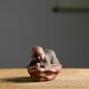 Ceramic Small Monk Car Decorations, Chinese Zen Purple Clay Sand, Lovely Tea Pet, Fengshui Zen Buddha Meditation