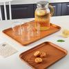 1pc Tea Cup Tray, Plastic Wood Grain Dessert Tray, Decorative Fruit Tray, Breakfast Food Tray, Multifunctional Snack Tray