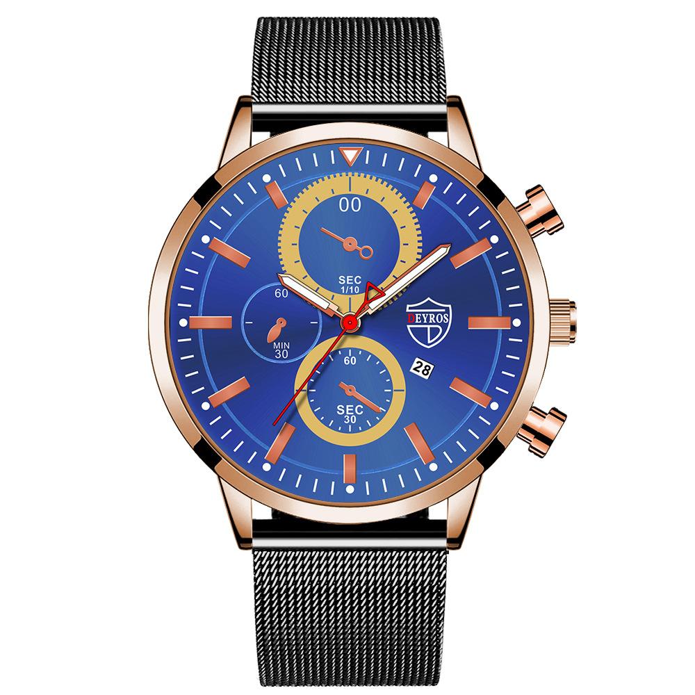 Steel Belt Watch Men'S Classic Automatic Luminous Calendar Quartz Watch