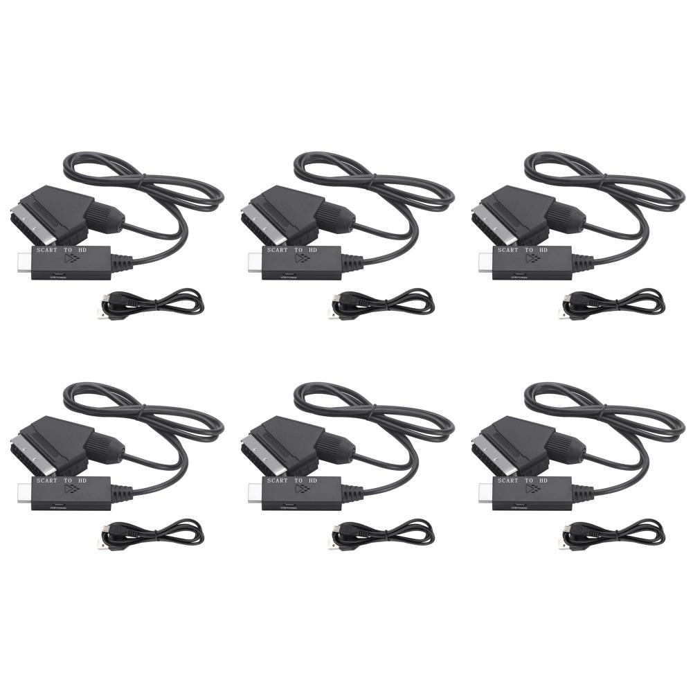 1-10pcs 1080P Scart to HDMI-compatible Video Audio Converter Adapter Male to Female 1M SCART to HDMI DC5V USB Cable for HDTV DVD