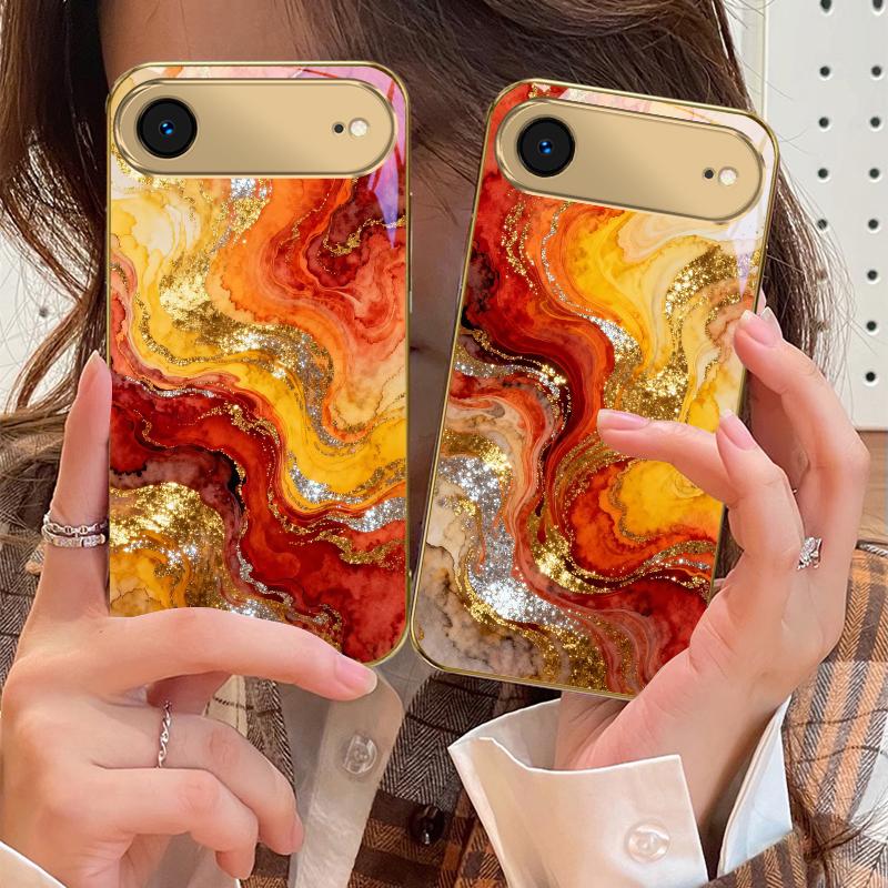 Golden Starry Light For IPhone 17Pro Max 16 17 Pro 15 Pro 14 13 Plus 12 Mini 11Pro Max XR 16E 17Air Golden glass phone case