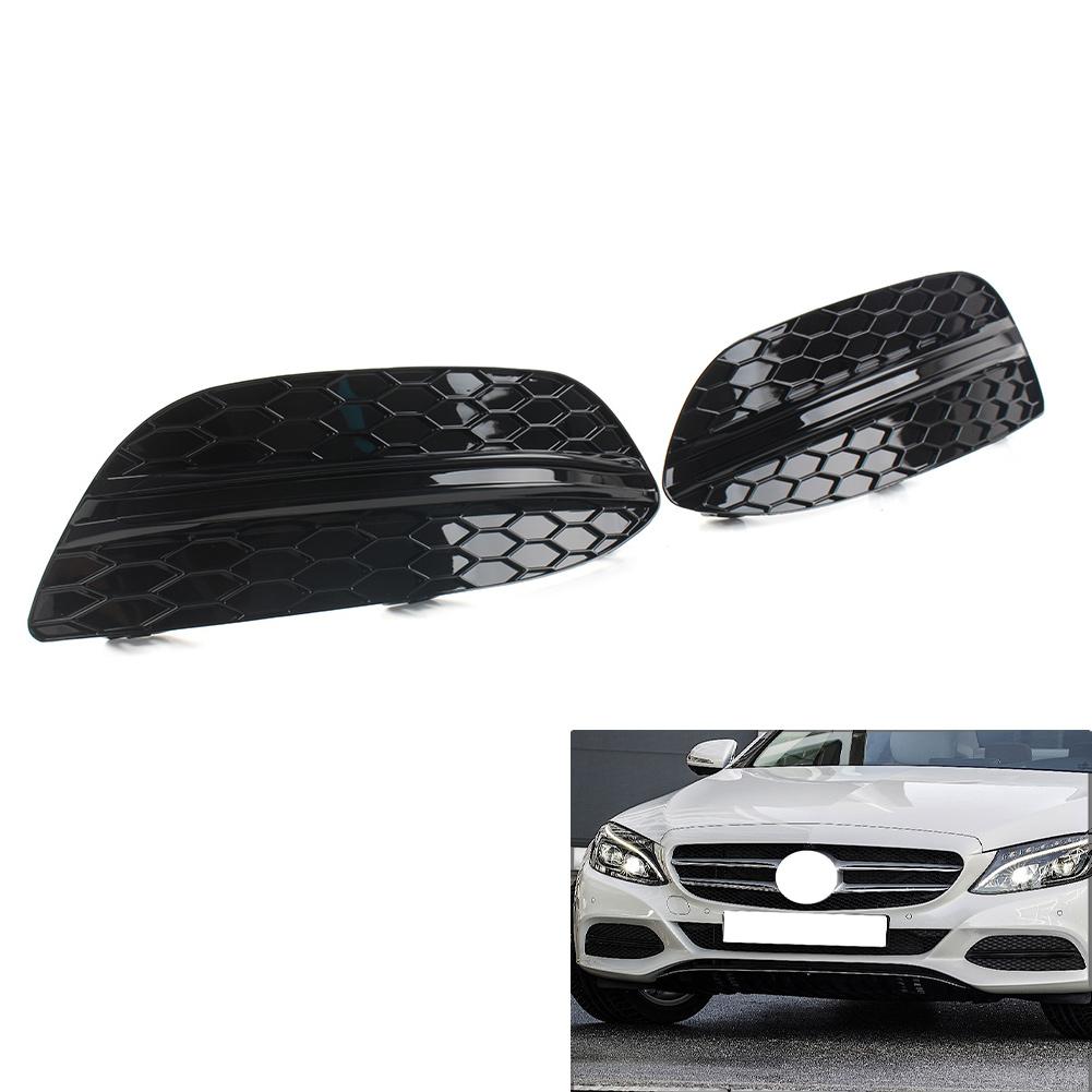 1Pair Car Front Bumper Fog Light Cover Accessories For Mercedes Benz C Class W205 C300 2015 2016 2017 2018 With Black Stripe