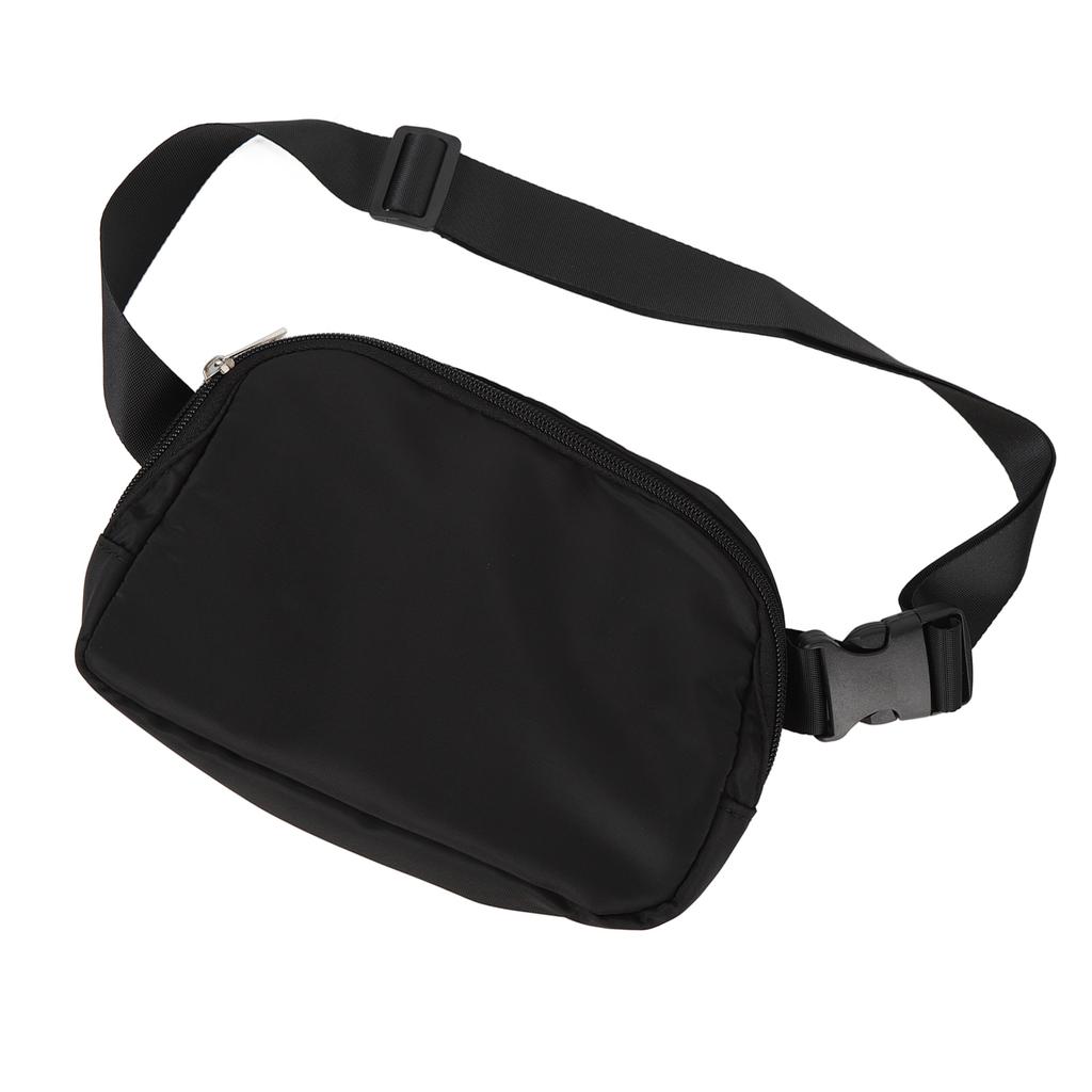 Unisex Belt Bag Nylon Waterproof Multifunctional Fashion Waist Pack for Outdoor Sports Running Black