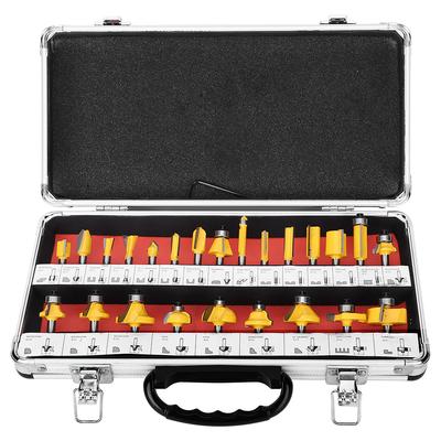 24Pcs Set Milling Cutter 14in Shank Router Bit Set Woodworking Tool Kit Carpenter Accessories