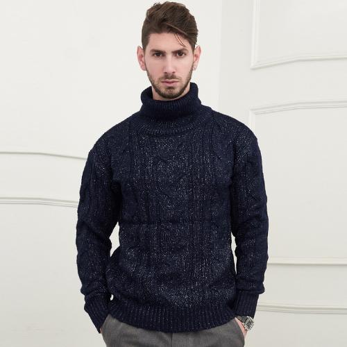 Seuteulaikeu Cable Pullover Turtleneck (Navy)