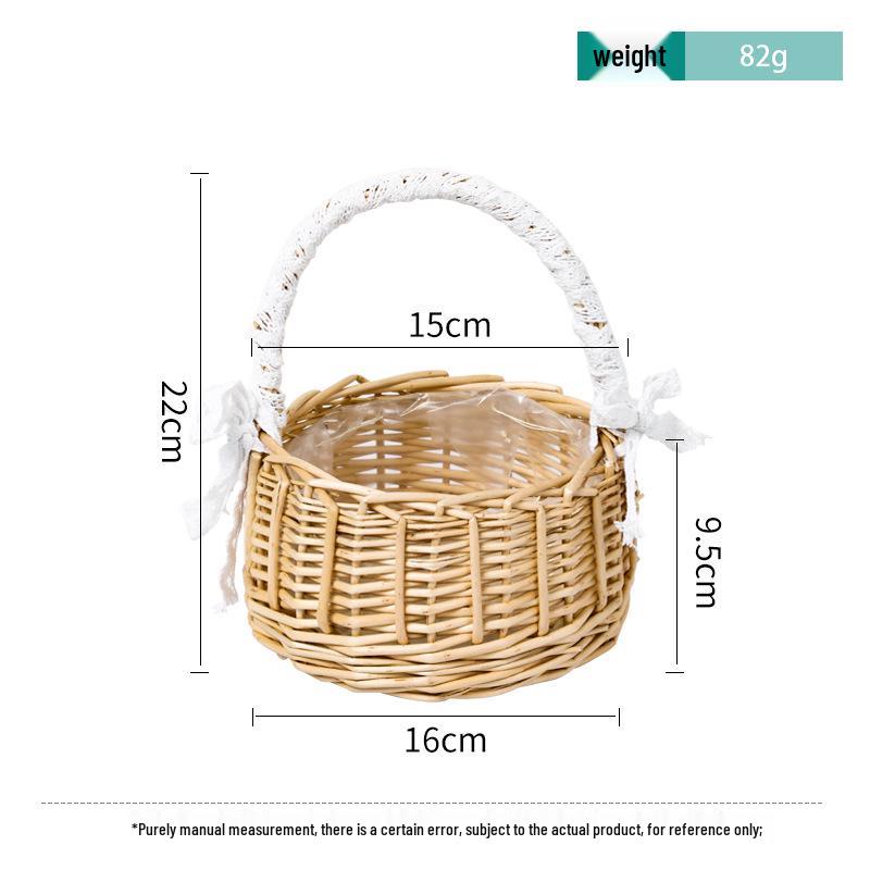 Willow Woven Princess Handbag: Floral Basket, Wedding Gift, and Pastoral Flower Arrangement Souvenir
