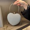 Evening Clutch Bag Women Bag Shiny Handbag Heart Shape Metal Clutches Bag Fashi Chain Shoulder Crossbody Bag Luxury Lady Purse