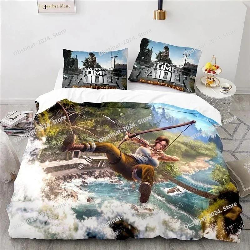 Game Tomb Raider Bedding Set Popular Sexy Laura Bedding Set Comforter Duvet Cover Pillow Case 3 Pieces Sets Kids Adult Size