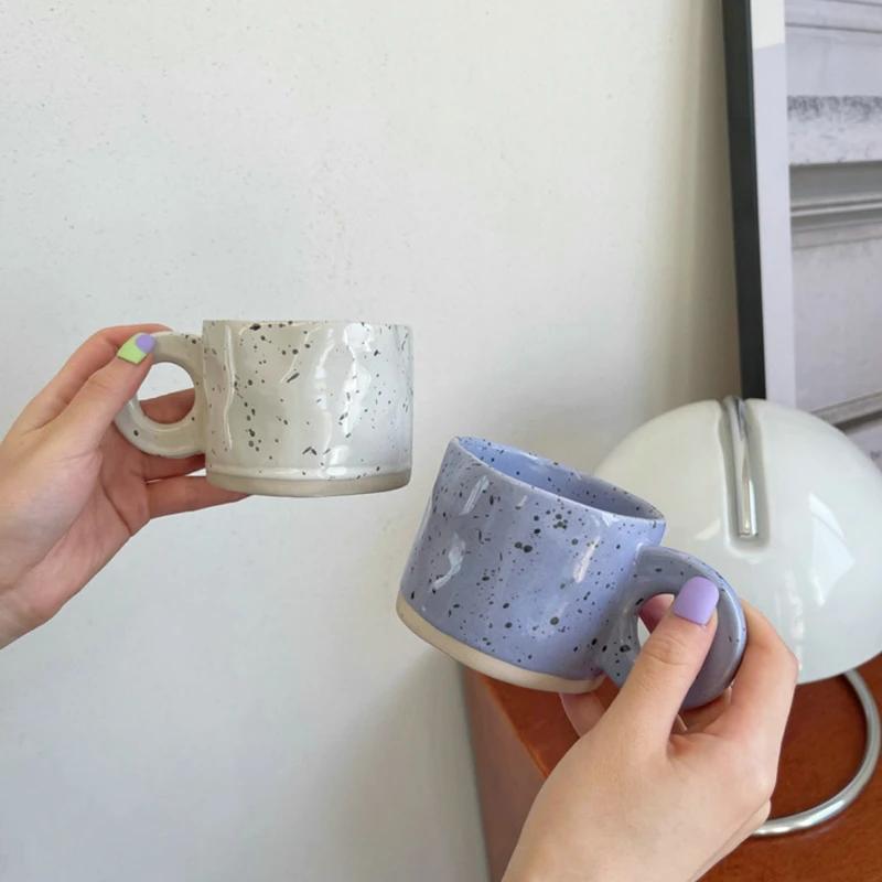 300ML Creative Ring Handle Ceramic Mug Milk Coffee Cup Office Home Drinkware Microwave Oven Couple Hand Grip Cups