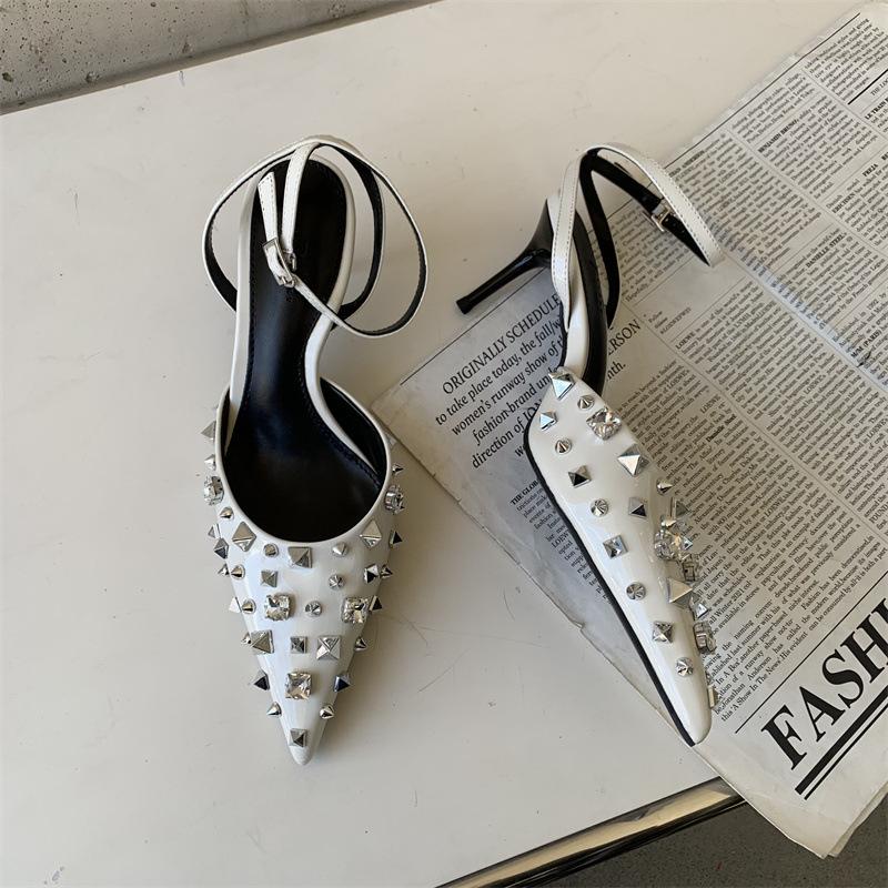 

Fashion 2025 New Shoes Europe And The United States Wind Willow Nail Water Brick Patent Leather Slender Heel Pointed High Heels Women 39