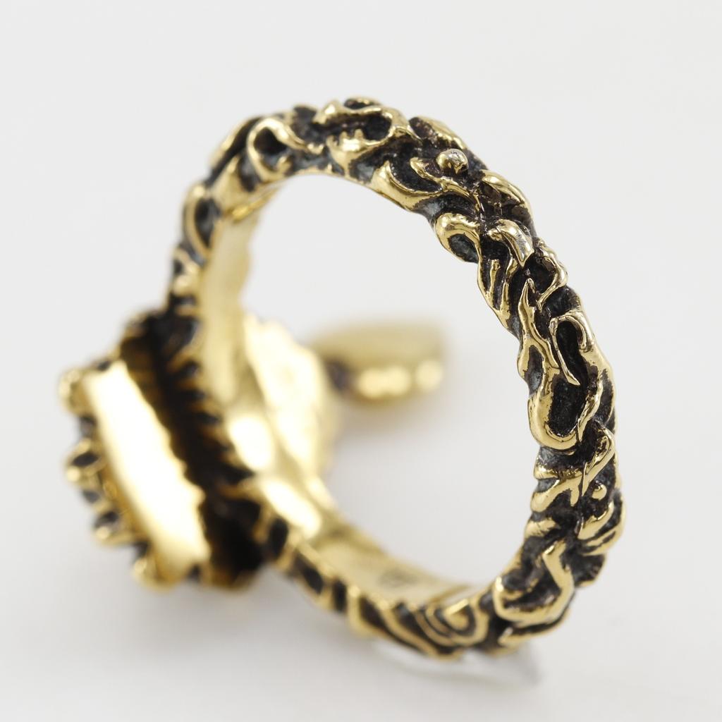 GUCCI Lion head Ring heart Plated Gold #7.6(US Size) heart 7.3g Women Used