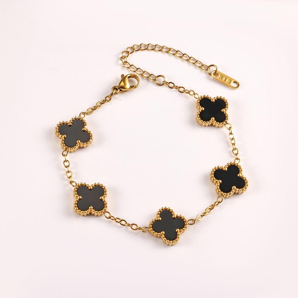 Luxury and Sophisticated Four-leaf Clover Bracelet for Women Double-sided Mother-of-pearl Lucky Clover Bracelet