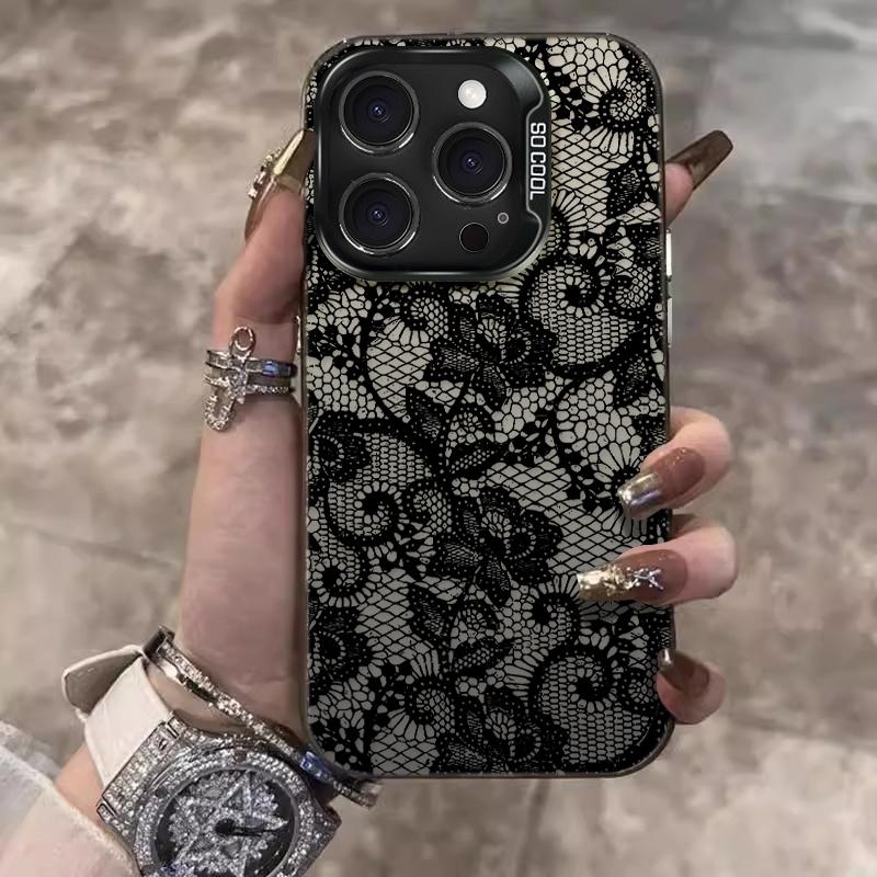 

Exquisite Lace Flower Trendy Pattern Phone Case For iPhone 17 Pro Max 16E 16 11 13 12 14 15 14 Plus XS Max XR X XS Matte Cover iPhone XR