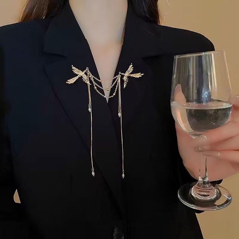 Chinese Style Fire Phoenix Brooch Pins Delicate Long Fringe Brooches For Women Men Animal Bird Corsage Clothes Accessories Gifts