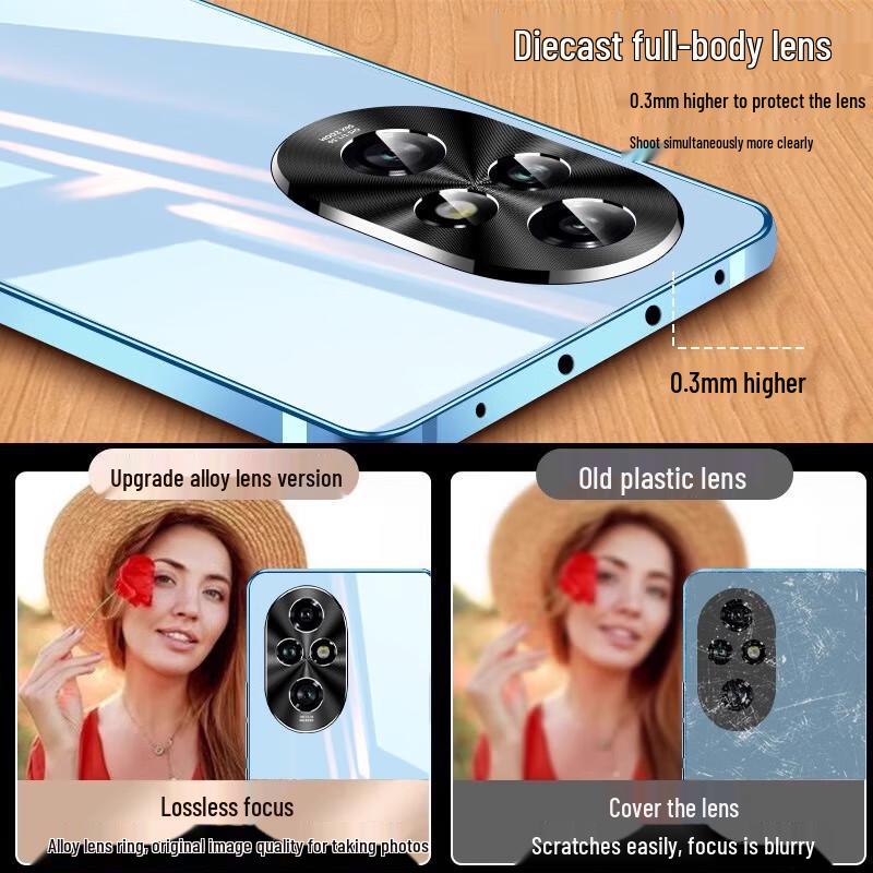 Honor 200 Pro Glas Handyhülle: Galvanisiert, Sturzsicher, Rutschfest, Vollständige Objektivabdeckung