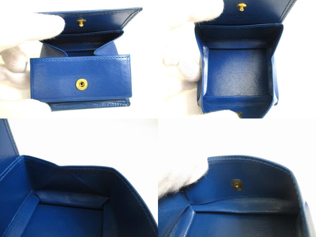 Authentic LOUIS VUITTON Epi Blue Leather Coin Purse Porto Monnaie Boite #a992 Refurbished